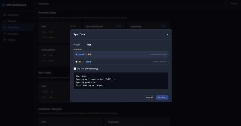 Code sync and environment promotion interface