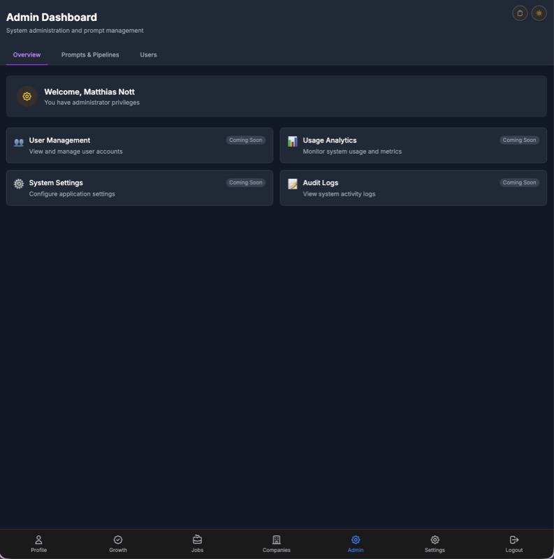SeriousLetter — Administration screen